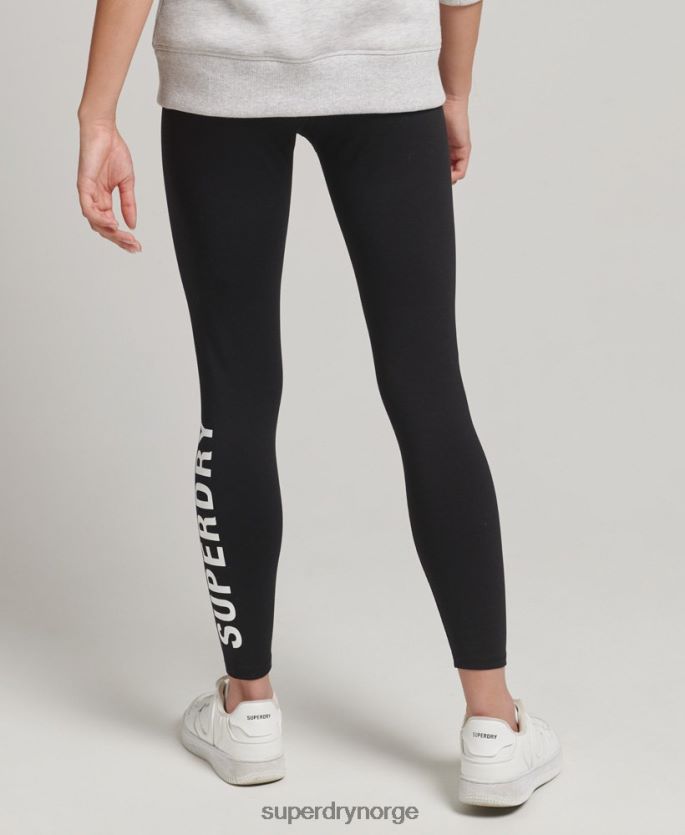 Superdry svart klær 86P46D6661 elastiske leggings med logografikk kvinner