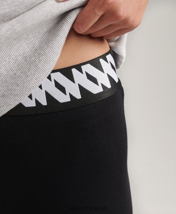 Superdry svart klær 86P46D6661 elastiske leggings med logografikk kvinner