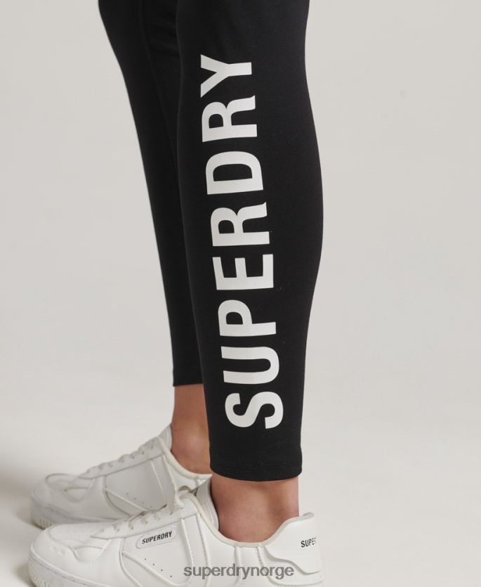 Superdry svart klær 86P46D6661 elastiske leggings med logografikk kvinner