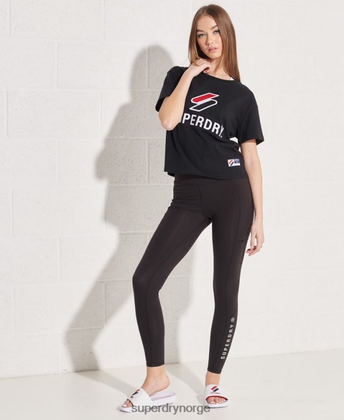 Superdry svart klær 86P46D6778 aktiv livsstil leggings i full lengde kvinner