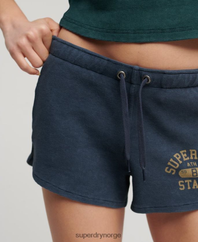 Superdry blå klær 86P46D2048 atletisk essensielle vaffelshorts kvinner