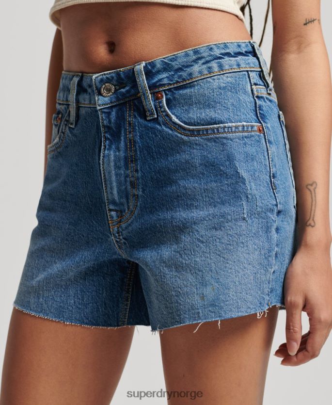 Superdry blå klær 86P46D2146 slanke shorts med middels høyde kvinner