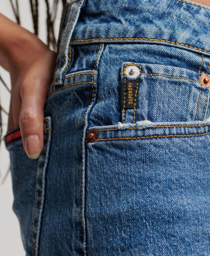 Superdry blå klær 86P46D2146 slanke shorts med middels høyde kvinner