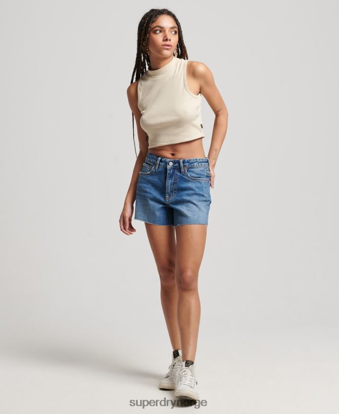 Superdry blå klær 86P46D2146 slanke shorts med middels høyde kvinner