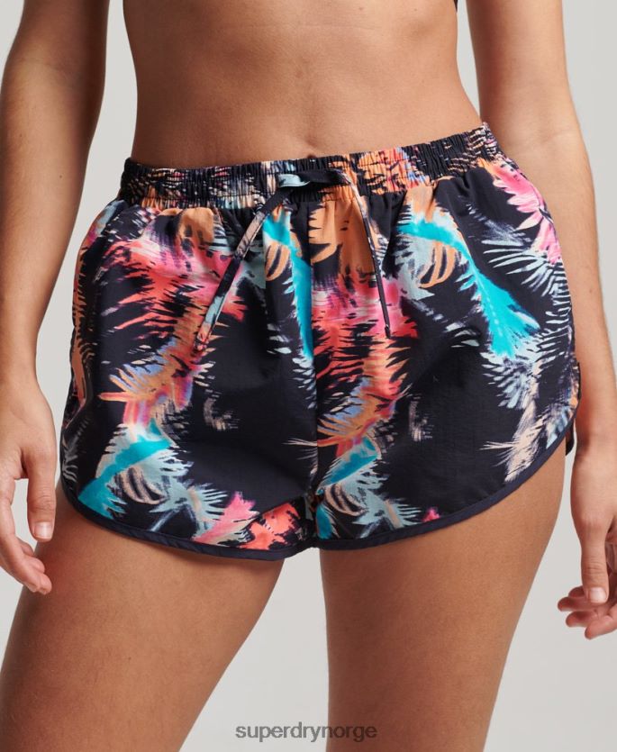 Superdry blå klær 86P46D3101 strandshorts med tryk kvinner