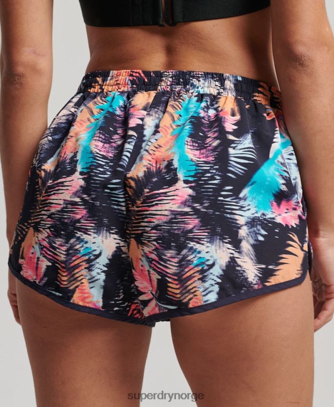 Superdry blå klær 86P46D3101 strandshorts med tryk kvinner