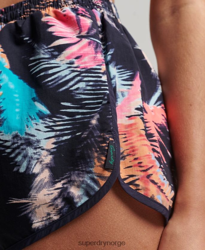 Superdry blå klær 86P46D3101 strandshorts med tryk kvinner