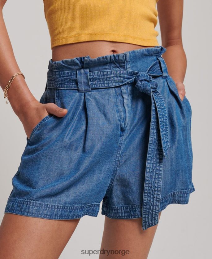 Superdry blå klær 86P46D3139 paperbag shorts kvinner