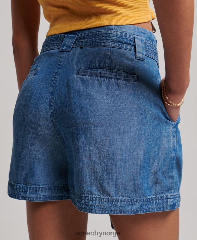 Superdry blå klær 86P46D3139 paperbag shorts kvinner