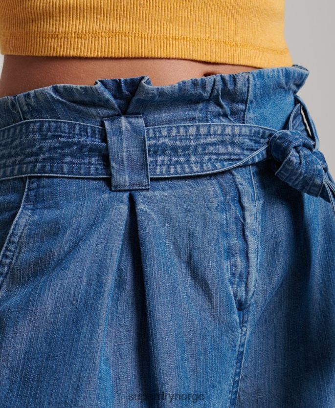 Superdry blå klær 86P46D3139 paperbag shorts kvinner