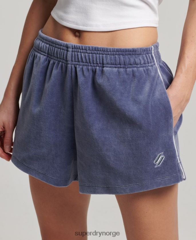 Superdry blå klær 86P46D3145 s logo velourshorts kvinner