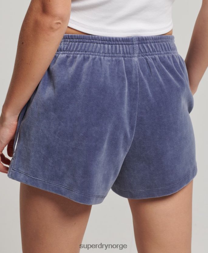 Superdry blå klær 86P46D3145 s logo velourshorts kvinner