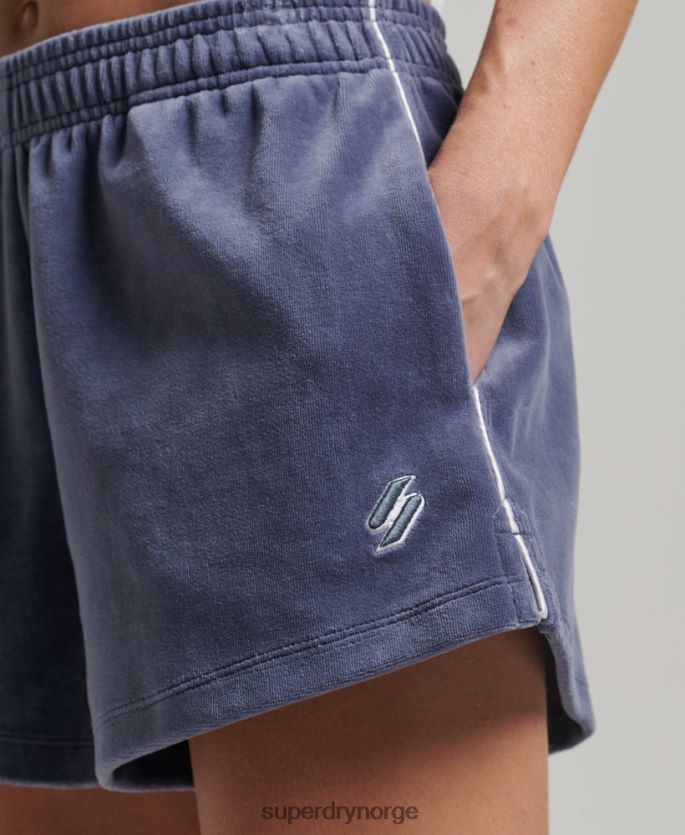 Superdry blå klær 86P46D3145 s logo velourshorts kvinner