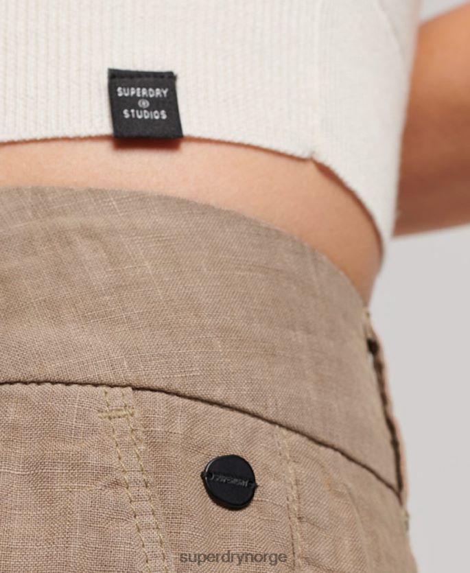 Superdry brun klær 86P46D2125 overfarget linshorts kvinner