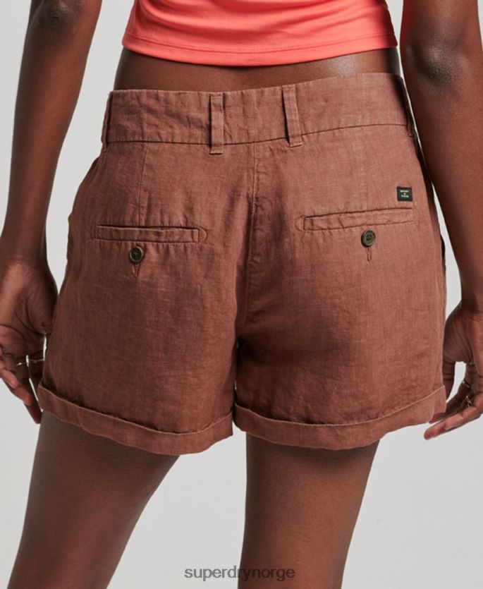 Superdry brun klær 86P46D2237 overfarget linshorts kvinner