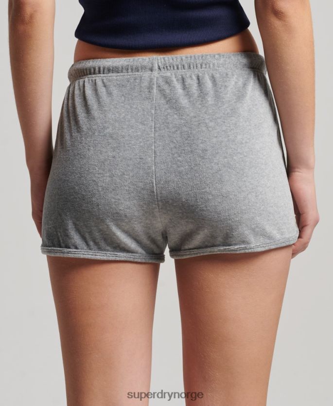 Superdry grå klær 86P46D2148 vintage logo velour racer kort kvinner