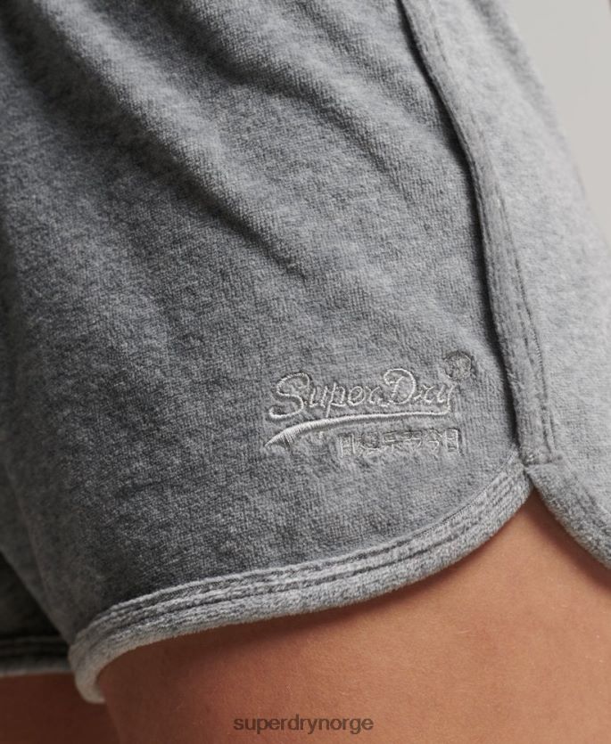 Superdry grå klær 86P46D2148 vintage logo velour racer kort kvinner