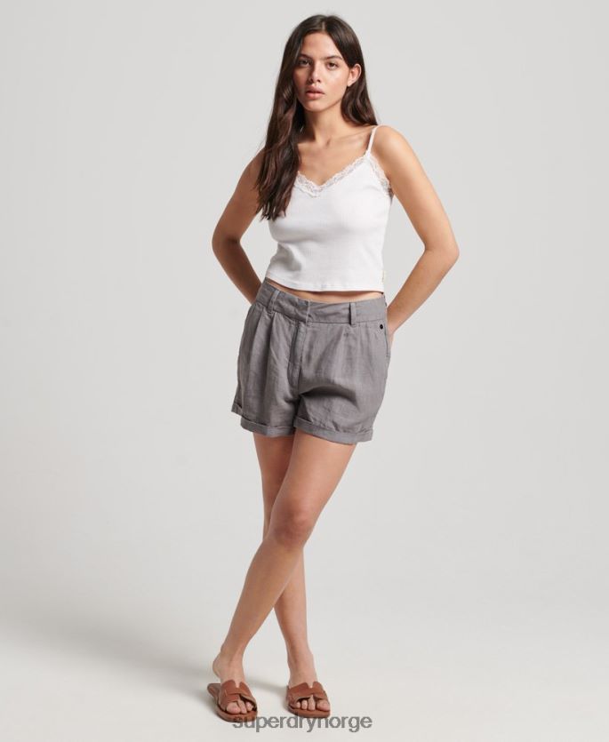 Superdry grå klær 86P46D2156 overfarget linshorts kvinner