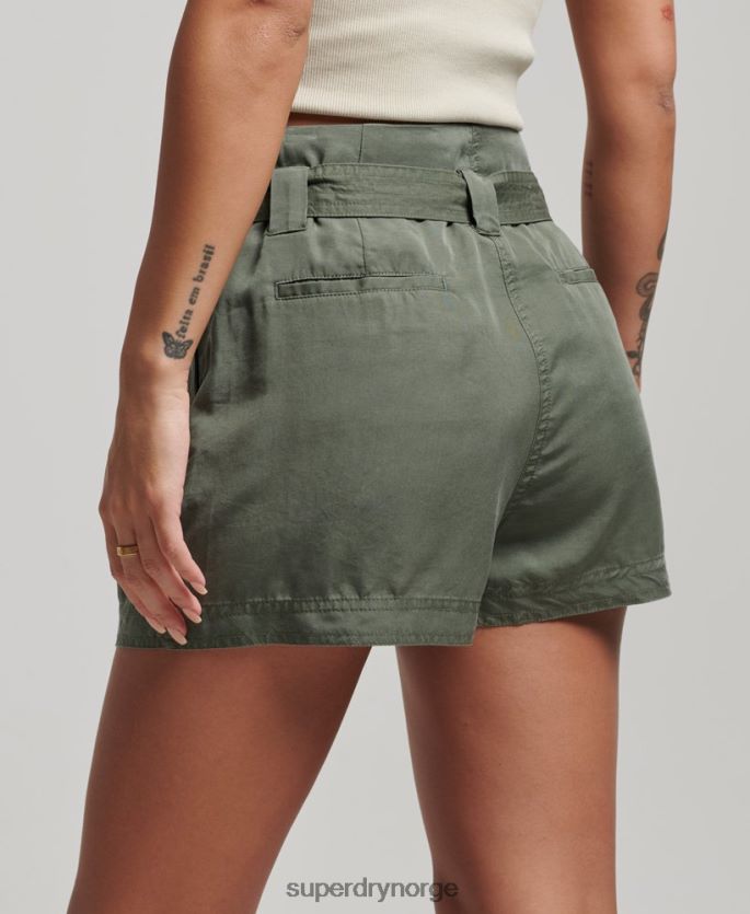 Superdry grønn klær 86P46D3166 paperbag shorts kvinner
