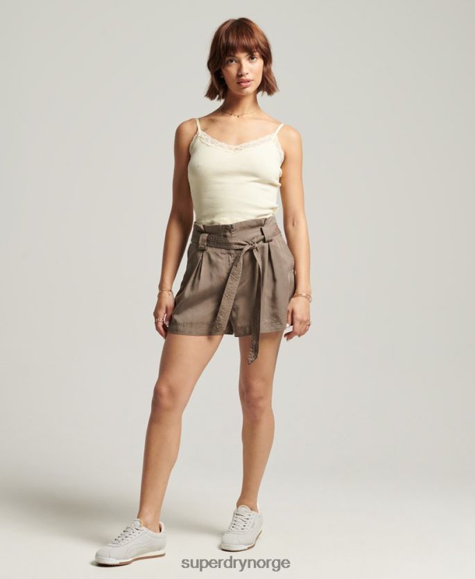Superdry kaki klær 86P46D3091 ørken paperbag shorts kvinner