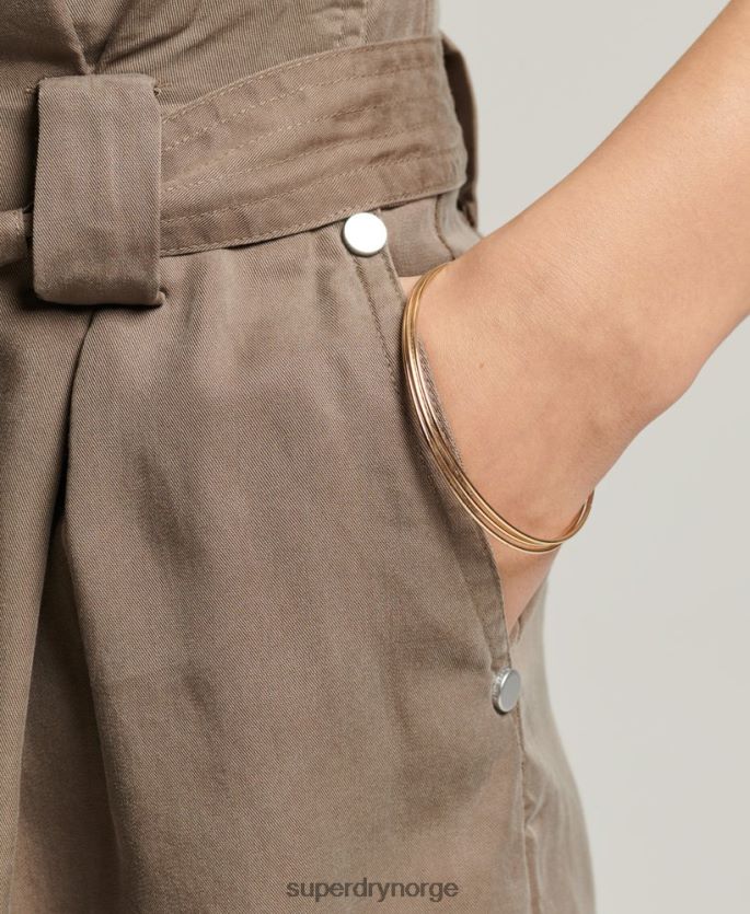 Superdry kaki klær 86P46D3091 ørken paperbag shorts kvinner