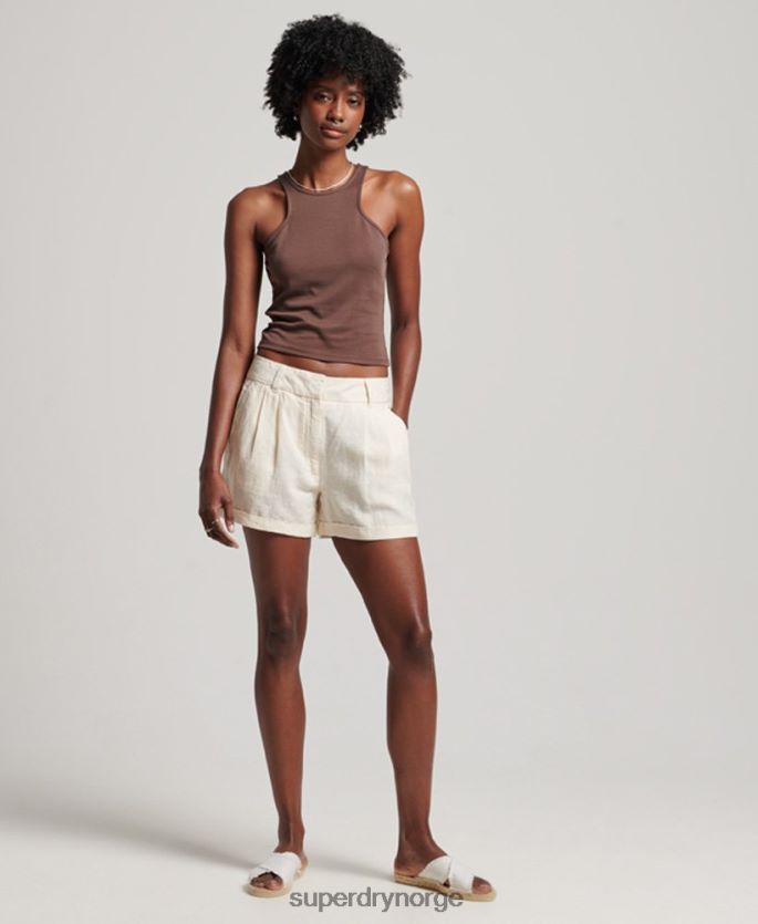 Superdry krem klær 86P46D2070 overfarget linshorts kvinner