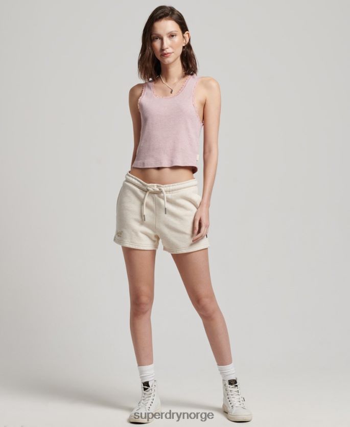 Superdry krem klær 86P46D2181 vintage logobrodert jerseyshorts kvinner
