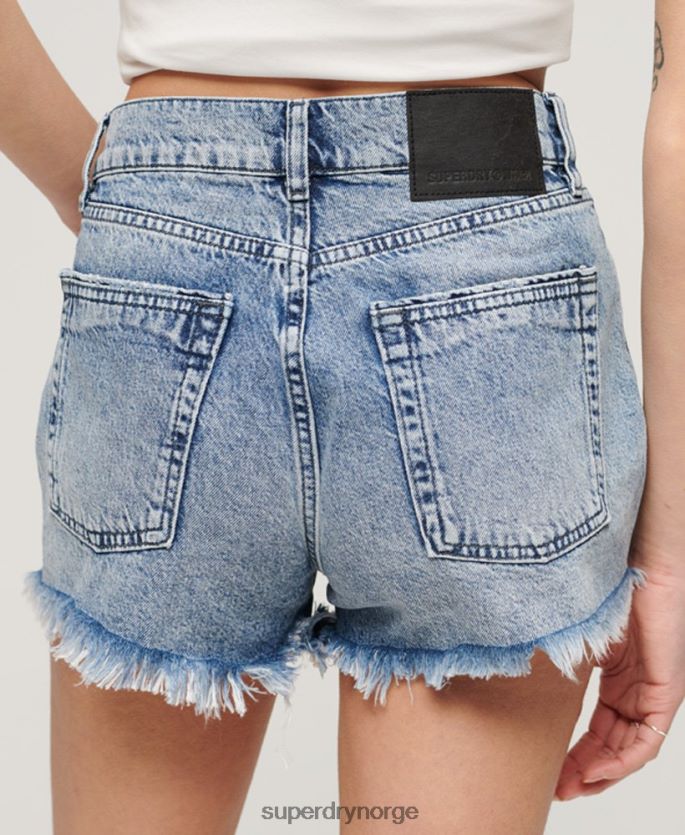 Superdry lyse blå klær 86P46D2061 høyhøyde denimshorts kvinner