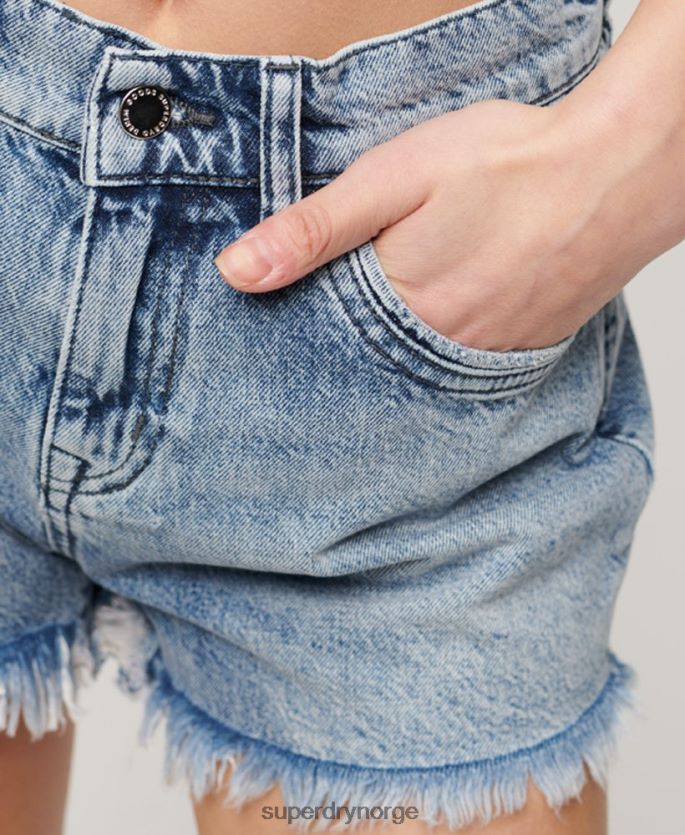 Superdry lyse blå klær 86P46D2061 høyhøyde denimshorts kvinner