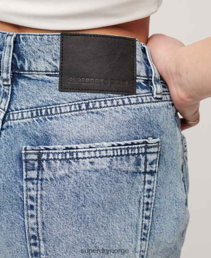 Superdry lyse blå klær 86P46D2061 høyhøyde denimshorts kvinner