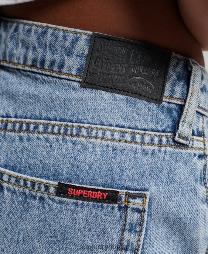 Superdry lyse blå klær 86P46D3092 hot denim shorts kvinner