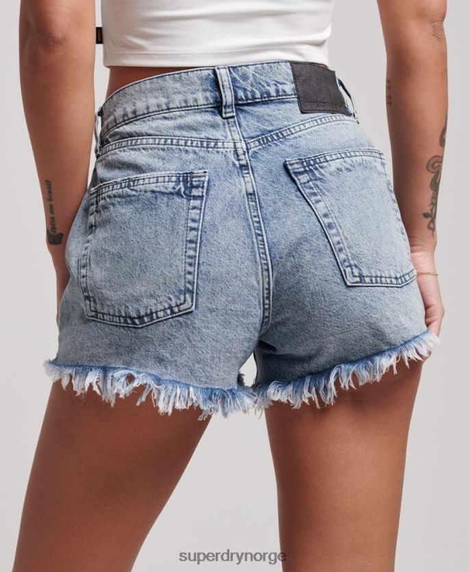 Superdry lyse blå klær 86P46D3097 organisk bomull studios høye denimshorts kvinner