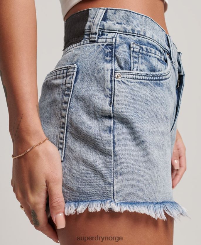 Superdry lyse blå klær 86P46D3097 organisk bomull studios høye denimshorts kvinner