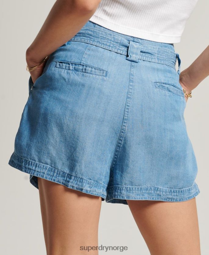 Superdry lyse blå klær 86P46D3151 ørken paperbag shorts kvinner