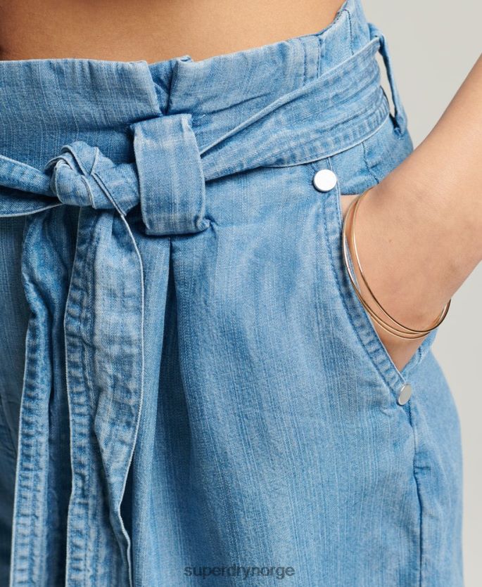 Superdry lyse blå klær 86P46D3151 ørken paperbag shorts kvinner