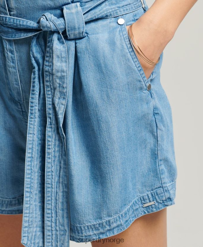 Superdry lyse blå klær 86P46D3151 ørken paperbag shorts kvinner