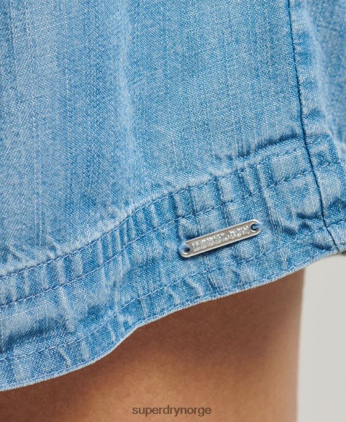 Superdry lyse blå klær 86P46D3151 ørken paperbag shorts kvinner