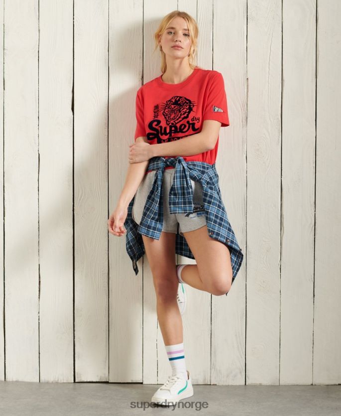 Superdry lysegrå klær 86P46D3172 vintage logo duo shorts kvinner