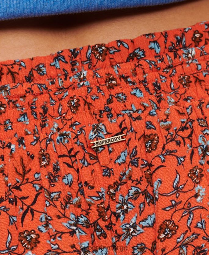 Superdry oransje klær 86P46D2112 smockede strandshorts kvinner