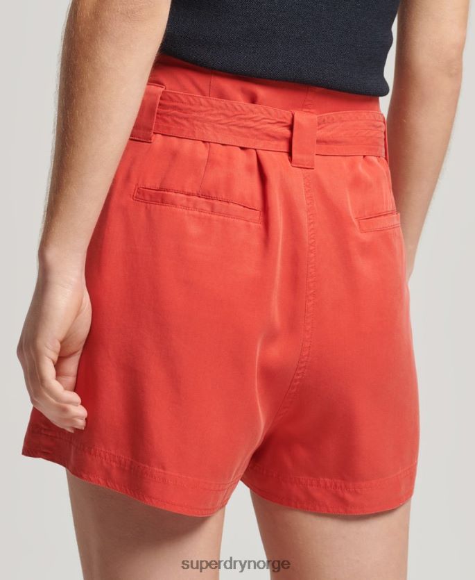 Superdry rød klær 86P46D3138 paperbag shorts kvinner