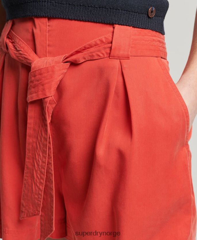 Superdry rød klær 86P46D3138 paperbag shorts kvinner