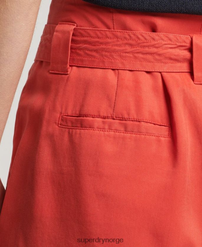 Superdry rød klær 86P46D3138 paperbag shorts kvinner
