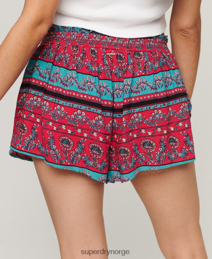 Superdry rosa klær 86P46D2076 smockede strandshorts kvinner