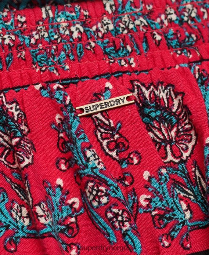 Superdry rosa klær 86P46D2076 smockede strandshorts kvinner