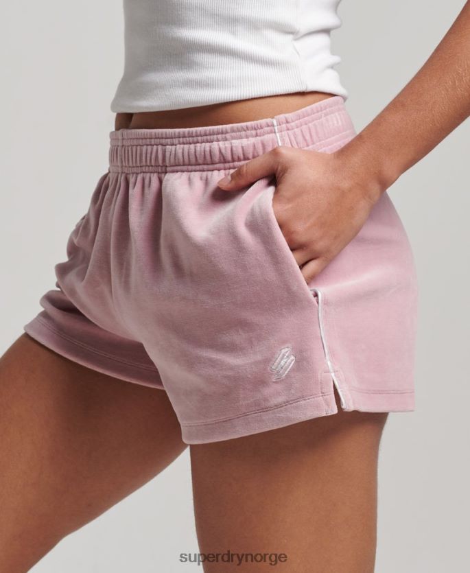 Superdry rosa klær 86P46D3120 s logo velourshorts kvinner