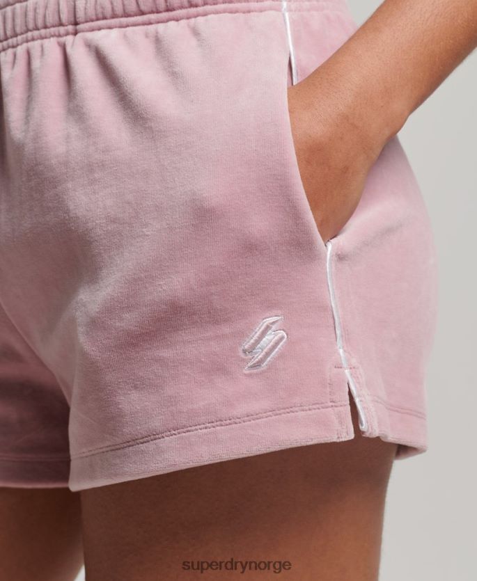 Superdry rosa klær 86P46D3120 s logo velourshorts kvinner