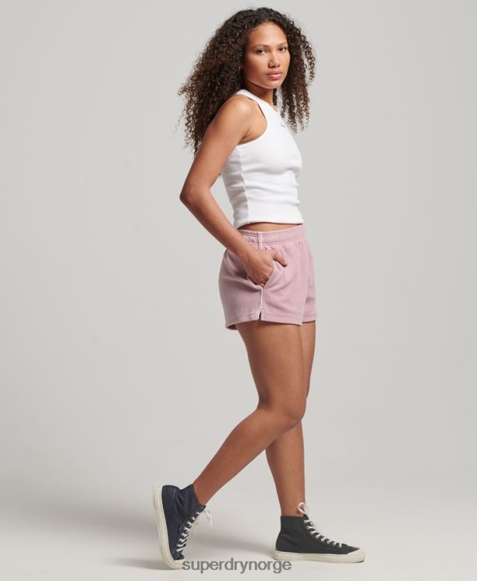 Superdry rosa klær 86P46D3120 s logo velourshorts kvinner