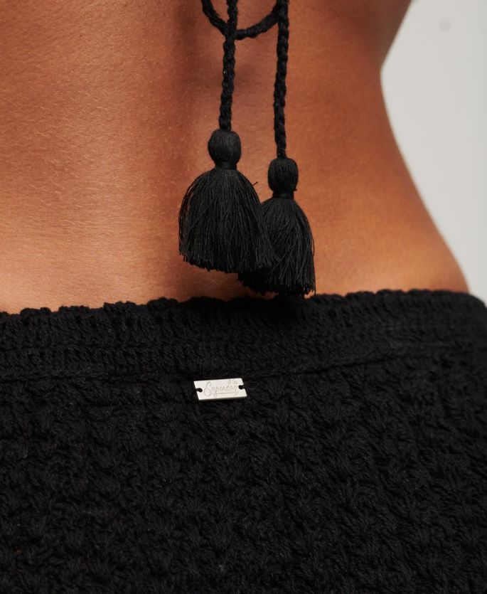 Superdry svart klær 86P46D2081 hekle shorts kvinner