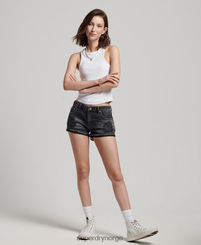 Superdry svart klær 86P46D3102 hot denim shorts kvinner