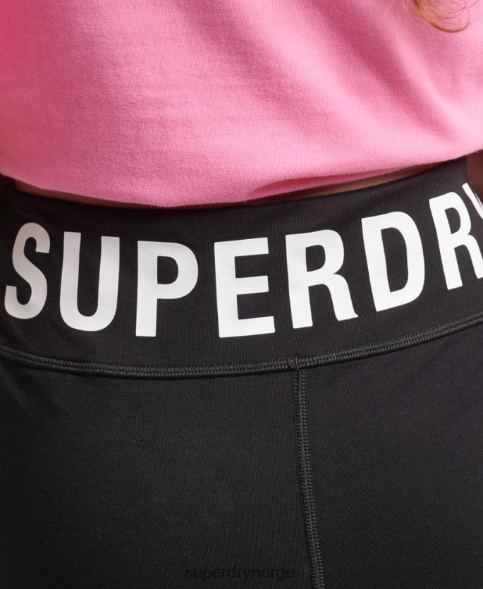 Superdry svart klær 86P46D3123 elastiske sykkelshorts med logo kvinner